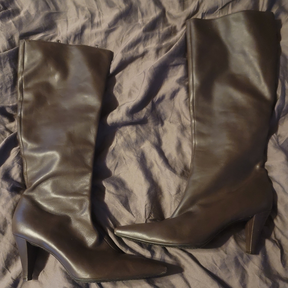 Antonio Melani Brown Knee High High Heel Leather Boots 👢